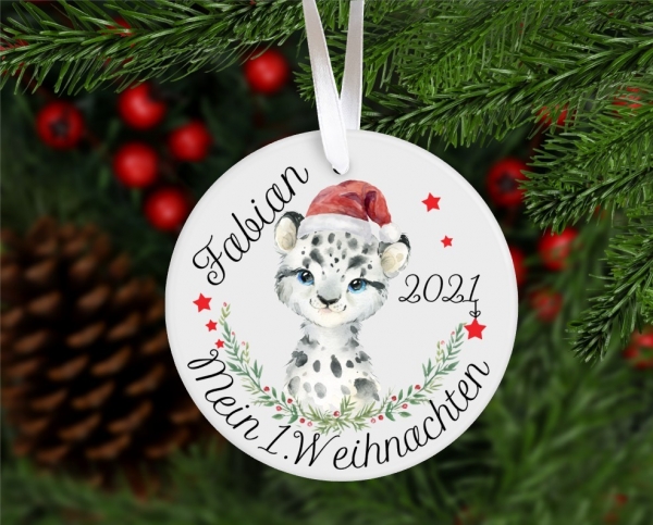 Erinnerungsanhänger Anhänger Weihnachtskranz Weihnachten Weihnachtsanhänger erstes Weihnachten kl Leo personalisiert Geschenk  von Lüttentüddel®